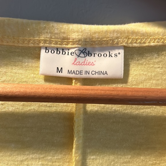 Bobbie Brooks Bell Sleeve Tie Front Button Down Lightweight Yellow Blouse Medium - Picture 3 of 6